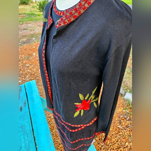 Silk Club Beaded 3pc Skirt & Sweater Set - Picture 4 of 16